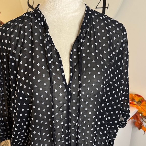 Maurices Sheer Navy Blue Blouse with White Dots - Picture 3 of 4